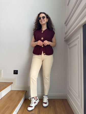 Bej Kesik Paça Boyfit Jean