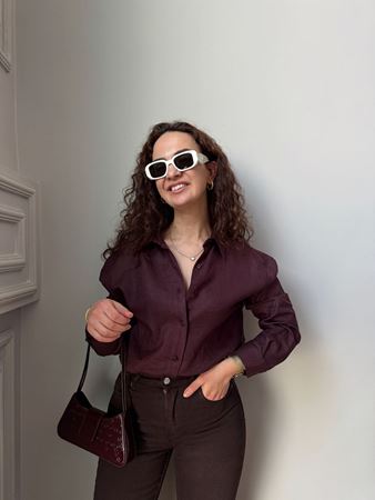 MD Bordo Keten Gömlek