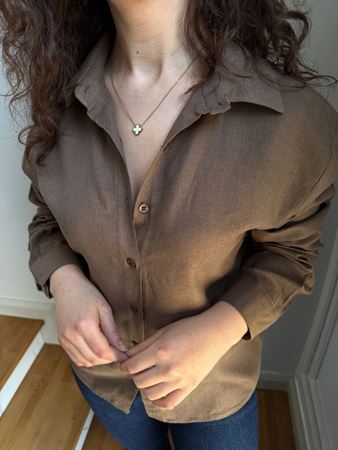 MD Kahverengi Keten Gömlek