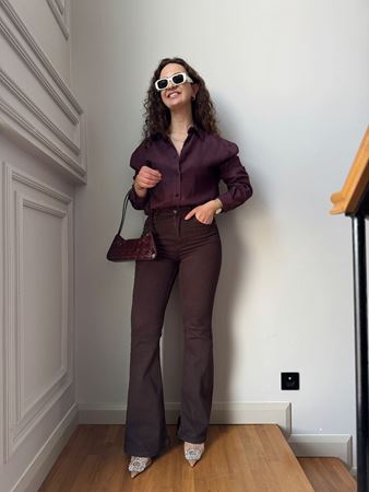 Kahverengi İspanyol Paça Jean