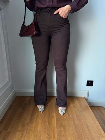 Kahverengi İspanyol Paça Jean