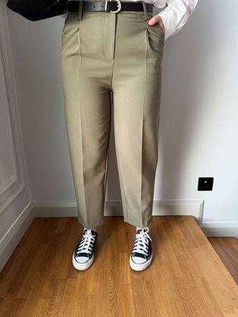 Yeşil Kemerli Havuç Fit Pantolon