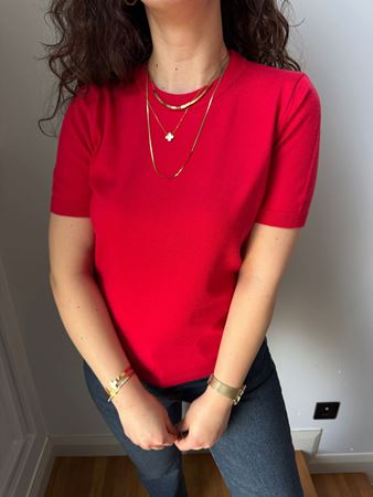 MD Kırmızı Bisiklet Yaka Yumuşak Doku Triko