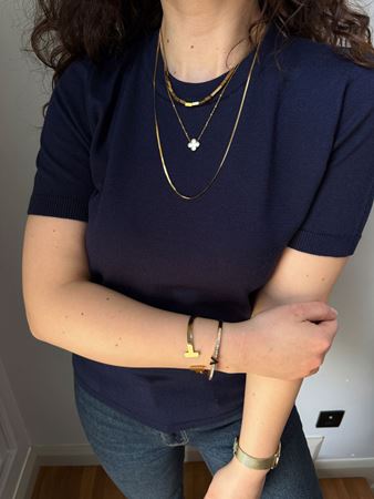 MD Lacivert Bisiklet Yaka Yumuşak Doku Triko