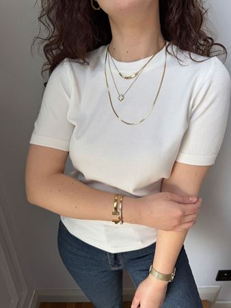 MD Ekru Bisiklet Yaka Yumuşak Doku Triko