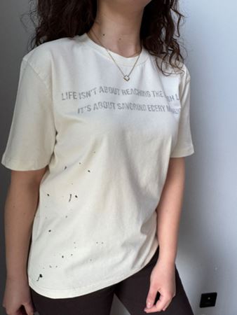 Bej Baskılı Basic T-shirt