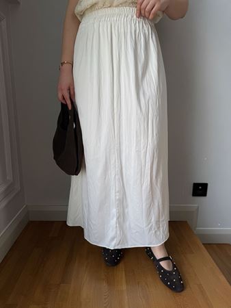 Ekru Beli Lastikli Kraşlı Etek