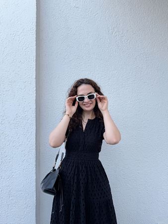 MD Siyah Belden Lastikli Fisto Elbise