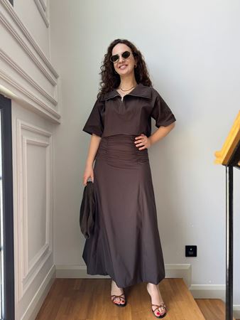 Kahverengi Beli Drapeli Balon Etek