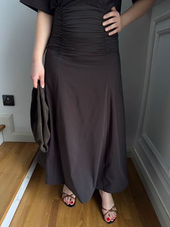 Kahverengi Beli Drapeli Balon Etek