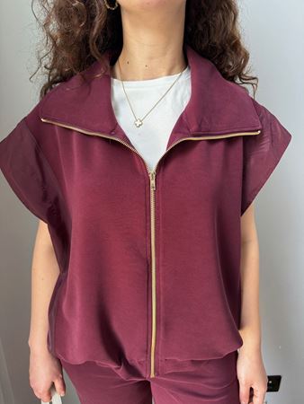 Bordo Paraşüt Detay Yelek Pantolon Modal Takım