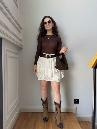 Beyaz Fırfırlı Şort Etek