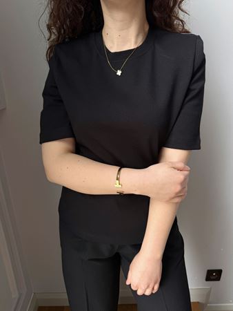 Siyah Bisiklet Yaka Vatkalı Premium Basic T-Shirt