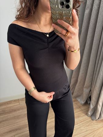 Siyah Önü Büzgülü Body