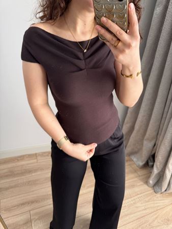 Kahverengi Önü Büzgülü Body