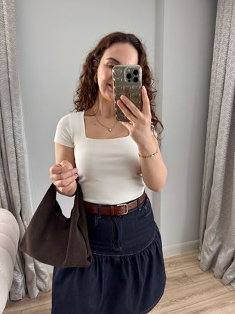 Beyaz Kare Yaka Fitilli Body