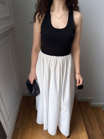 Siyah Halter Yaka Eteği Poplin Çift Renk Elbise