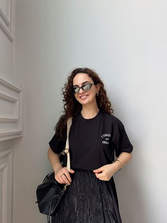 ZR Siyah Yazı Detaylı T-Shirt