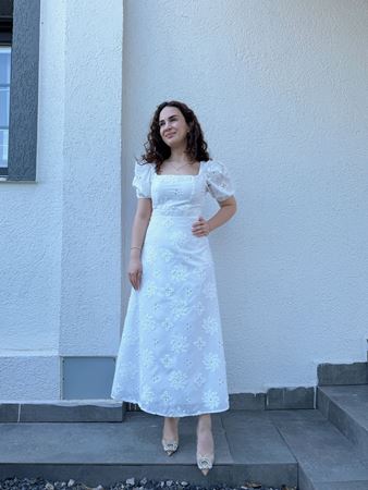 Beyaz Karpuz Kol Fisto Elbise