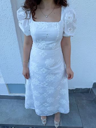 Beyaz Karpuz Kol Fisto Elbise