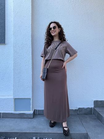 Kahverengi Beli Lastikli Modal Etek