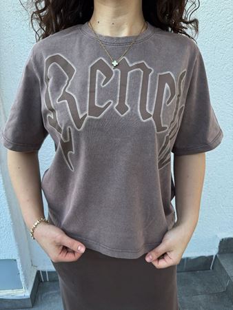 Kahverengi Desenli T-Shirt