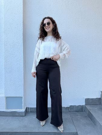 Kahverengi Beli Lastikli Palazzo Jean