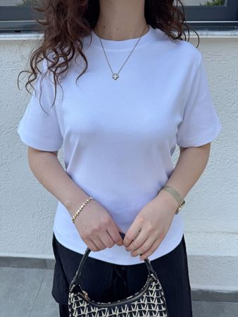 CS Beyaz Bisiklet Yaka Basic T-Shirt