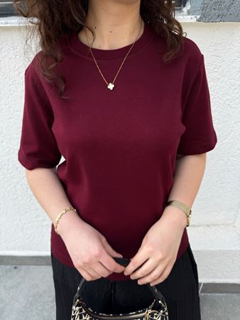 CS Bordo Bisiklet Yaka Basic T-Shirt