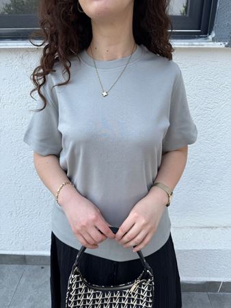 CS Gri Bisiklet Yaka Basic T-Shirt