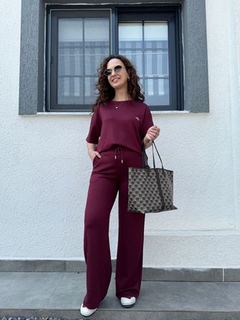 Bordo Yazı Detaylı Modal Takım