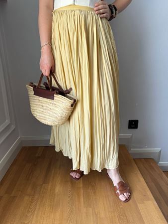 Sarı Uzun Pliseli Etek