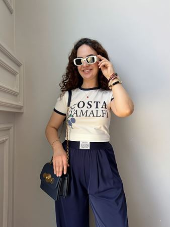 Ekru Baskılı Biyeli Body