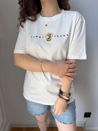 TMMY Beyaz Yazı Detaylı Basıc T-shirt