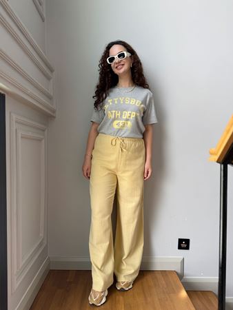 Sarı Keten Pantolon