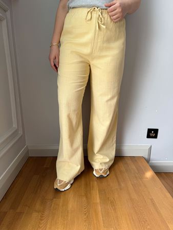 Sarı Keten Pantolon
