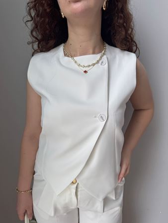 Ekru Çift Düğmeli Yelek