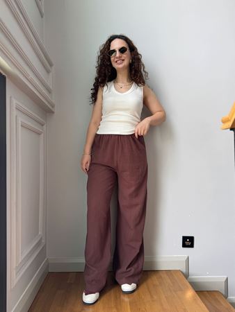 Bordo Keten Pantolon