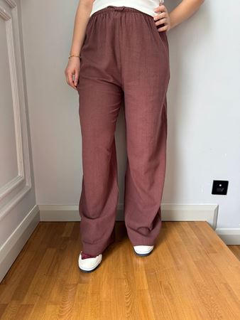 Bordo Keten Pantolon