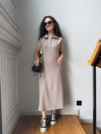 Vizon Marka Model Polo Yaka Elbise