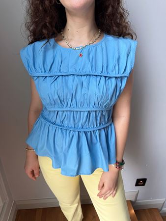 Mavi Volanlı Bluz