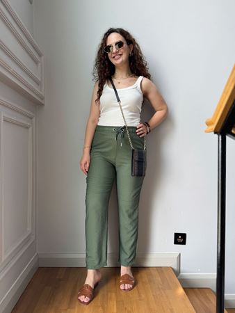 Haki Beli Lastikli Havuç Pantolon