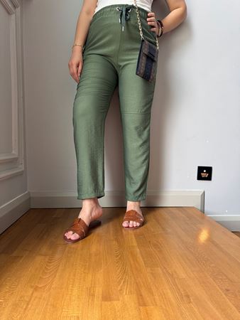 Haki Beli Lastikli Havuç Pantolon