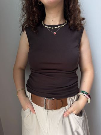 Acı Kahve Yanları Büzgülü Sıfır Kol Body