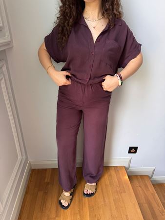 Mürdüm Gömlek Pantolon Takım