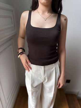 Kahverengi Kalın Askılı Kendinden Fitilli Atlet