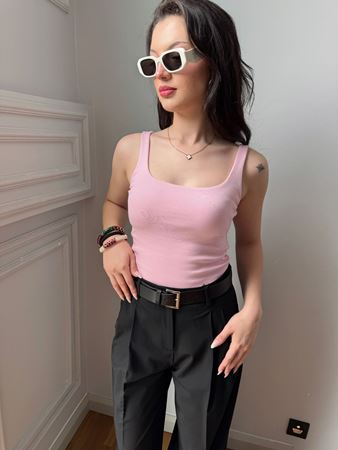 Pembe Kalın Askılı Kendinden Fitilli Atlet