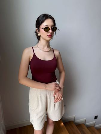 Bordo İp Askılı Atlet