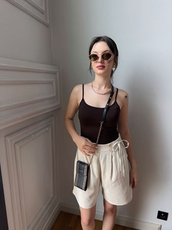 Acı Kahverengi İp Askılı Atlet