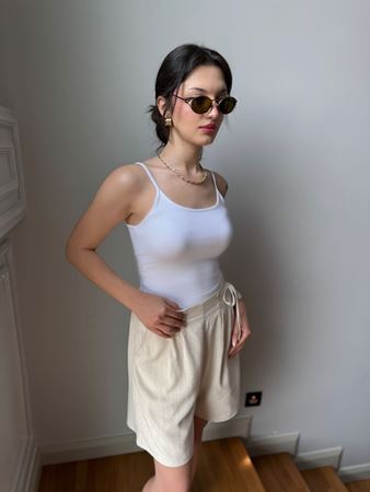 Beyaz İp Askılı Atlet